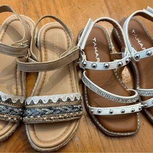 Girl Sandals Size 11 Bundle Easy On/Off white/beige Rhinestones S. Madden Tahari